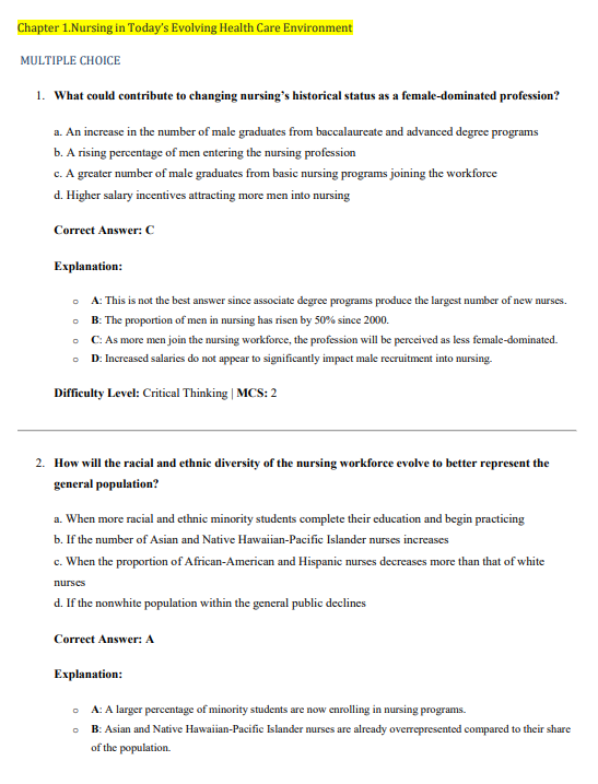 TEST BANK FOR PROFESSIONAL NURSING: CONCEPTS & CHALLEGES, 10TH ED BY BETH PERRY BLACK - Image 2