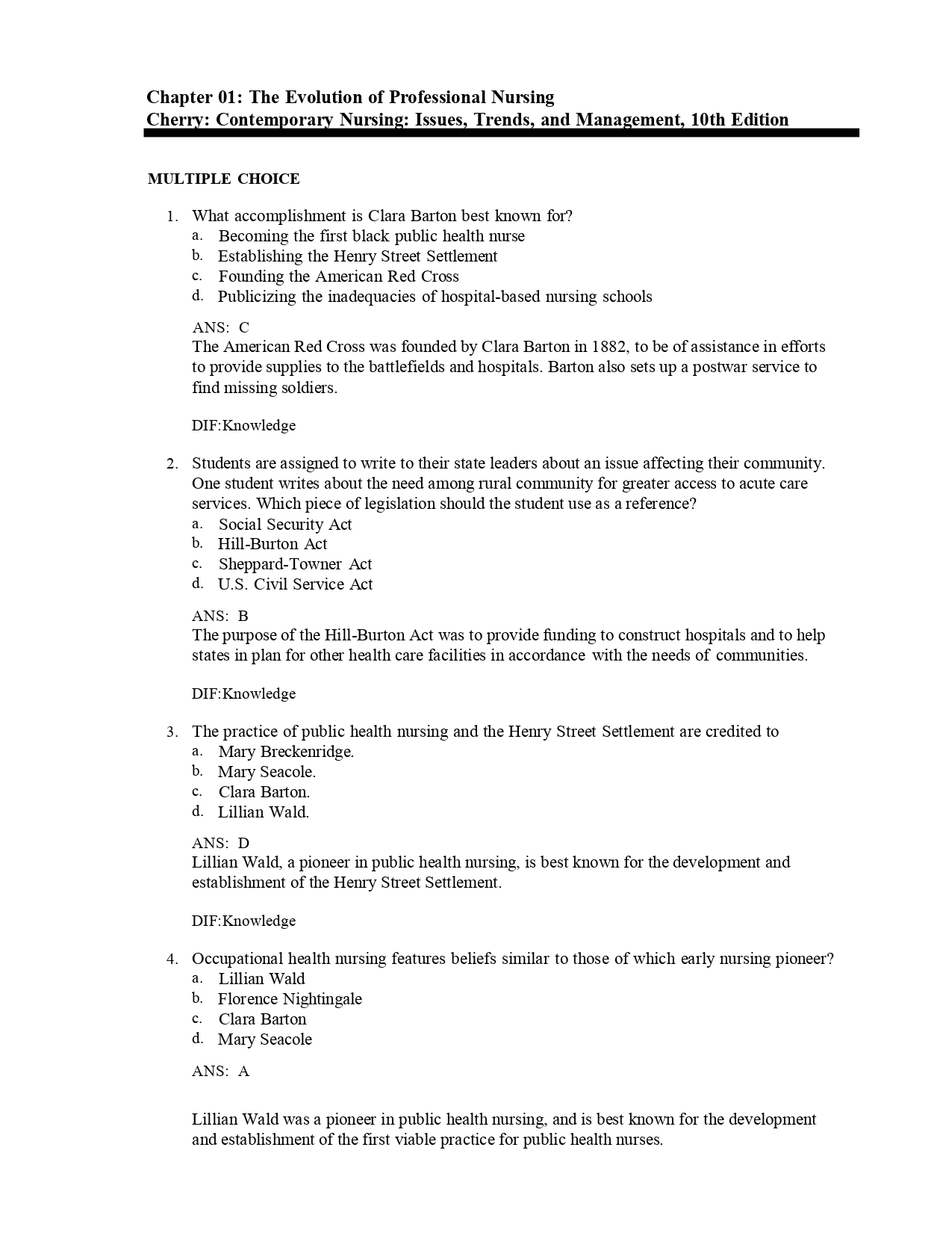 Test Bank for Contemporary Nursing Issues, Trends, & Management 10th Edition by Barbara Cherry, Susan R. Jacob - Image 2