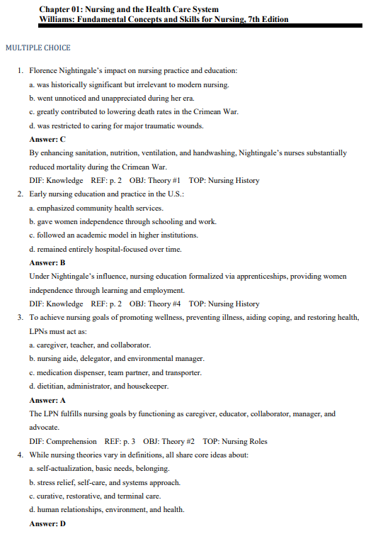Test Bank for Fundamental Concepts and Skills for Nursing 7th Edition by Williams - Image 2